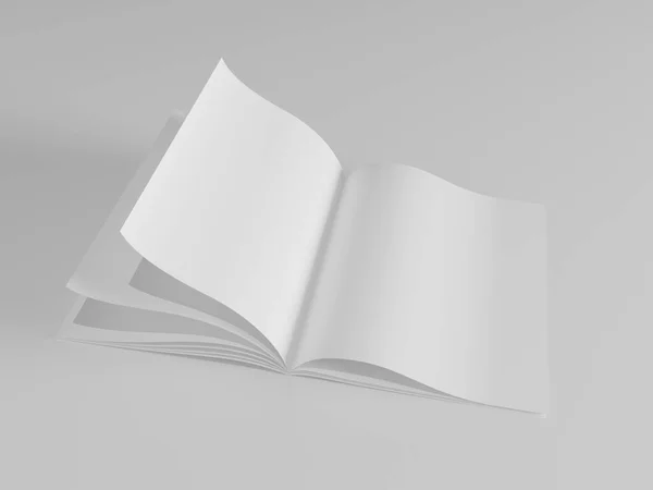 Render Open Blank Magazine Sfondo Bianco Vista Frontale Design Mockup — Foto Stock