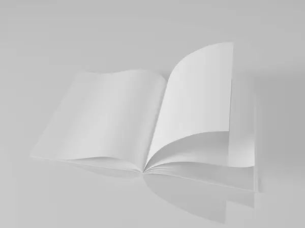Render Open Blank Magazine Sfondo Grigio Vista Frontale Design Mockup — Foto Stock