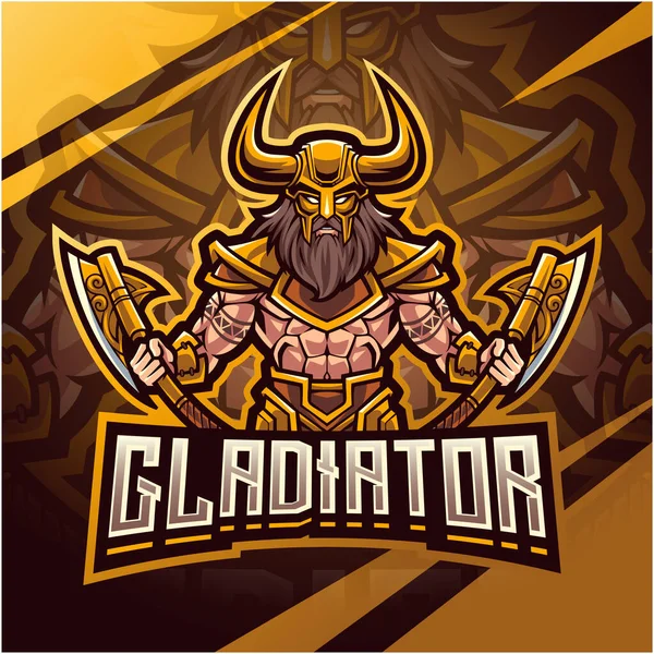 Gladiator Esport Maskottchen Logo Design — Stockvektor