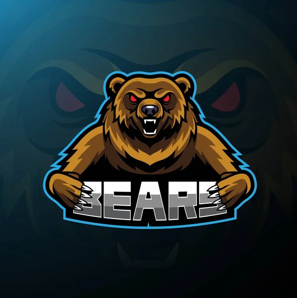 Αρκούδα Esport Σχεδιασμό Λογότυπο Μασκότ — Φωτογραφία Αρχείου