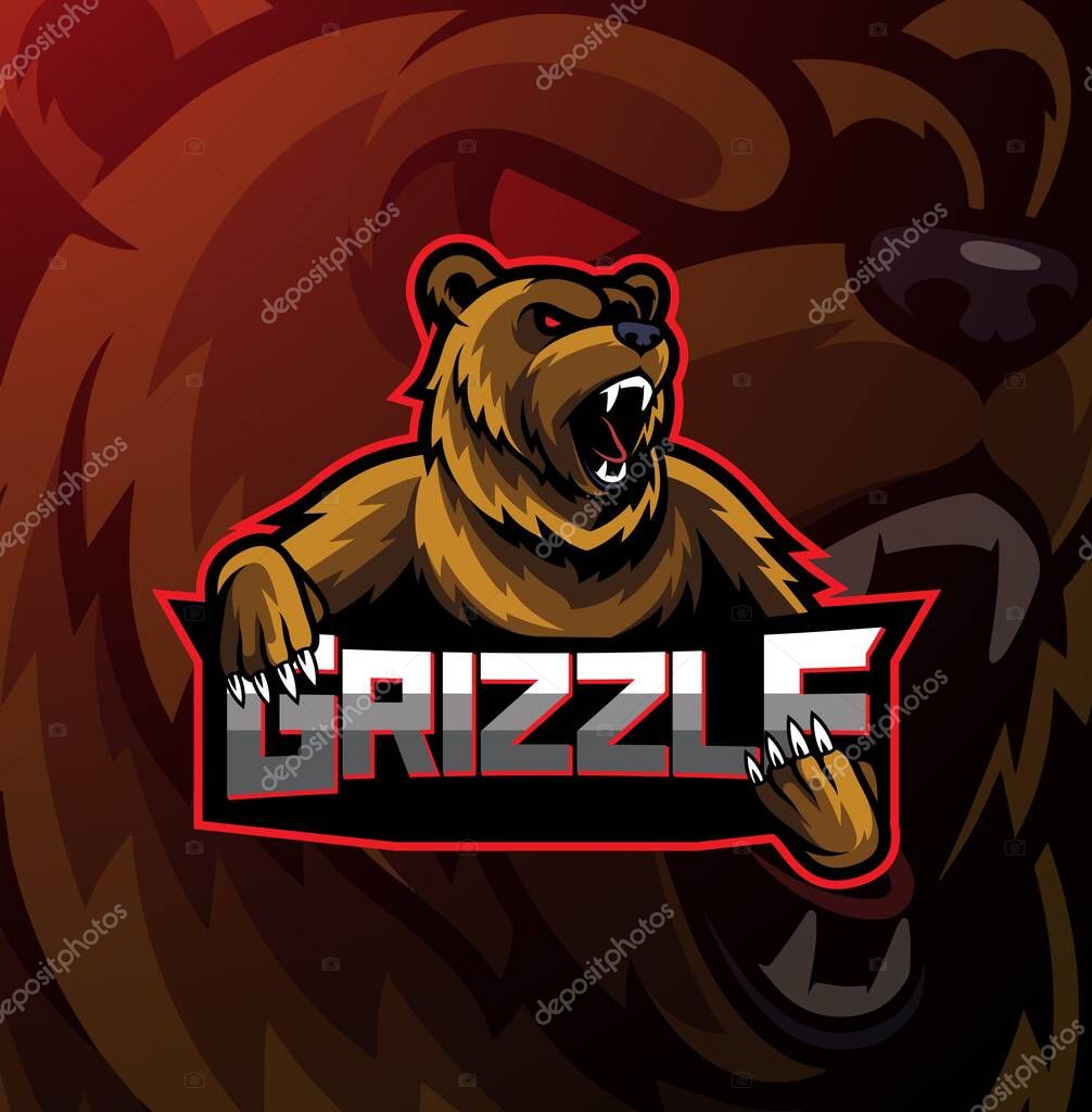 Grizzly esport mascot logo design
