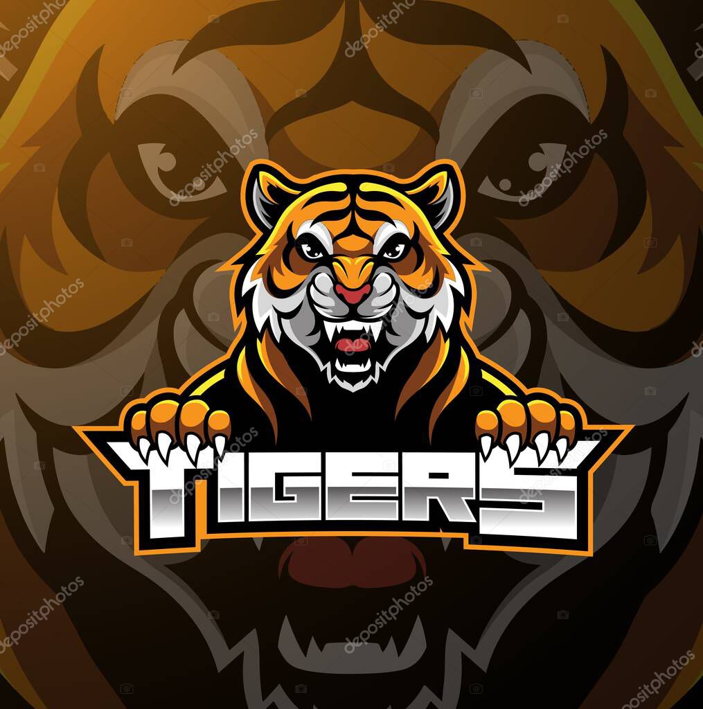 Tiger face esport mascot logo design