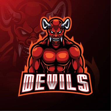 Kırmızı şeytan esport maskot logosu tasarımı