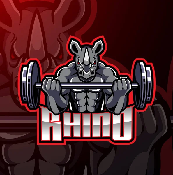 Diseño Del Logo Rhino Mascot Gaming —  Fotos de Stock