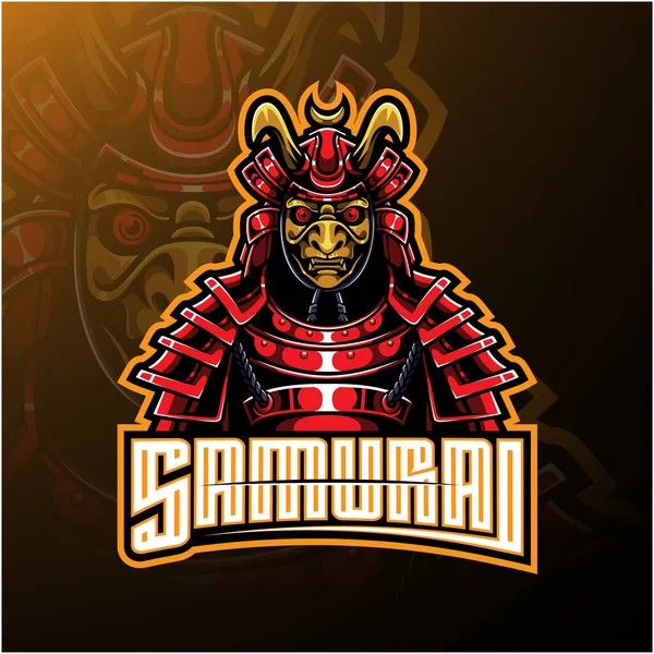 Samurajkrigare Maskot Logo Design — Stockfoto
