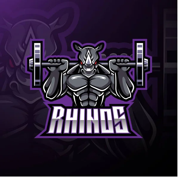 Design Del Logo Della Mascotte Rhino Esport — Foto Stock