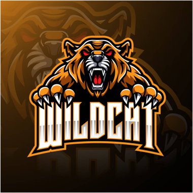 Angry Wildcat yüz maskotu logo tasarımı