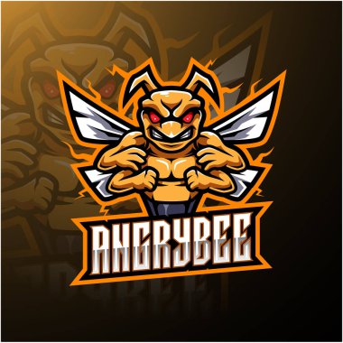 Kızgın arı esport maskot logosu tasarımı
