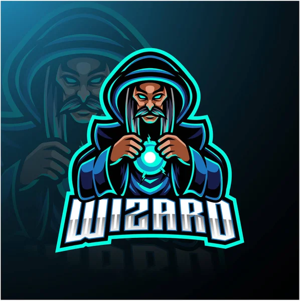 Desain Logo Maskot Wizard Esport — Stok Foto