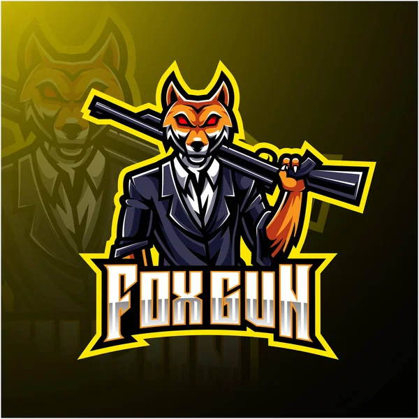 Fox Pistola Esport Logo Design — Foto Stock