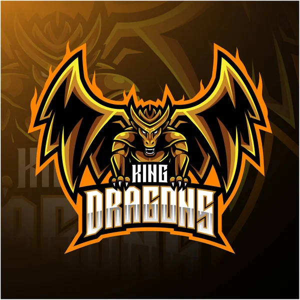 Drachenkönig Maskottchen Logo Design — Stockfoto