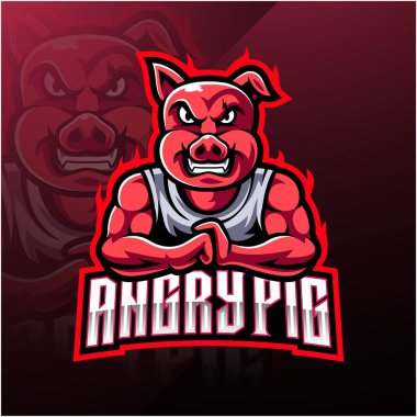 Kızgın domuz esport maskot logo tasarımı