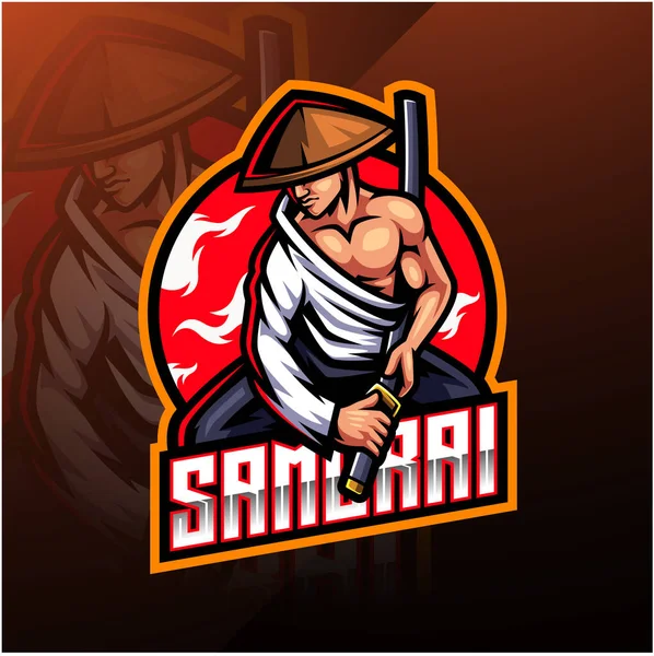 Samurai Esport Maskot Logo Design — Stockfoto