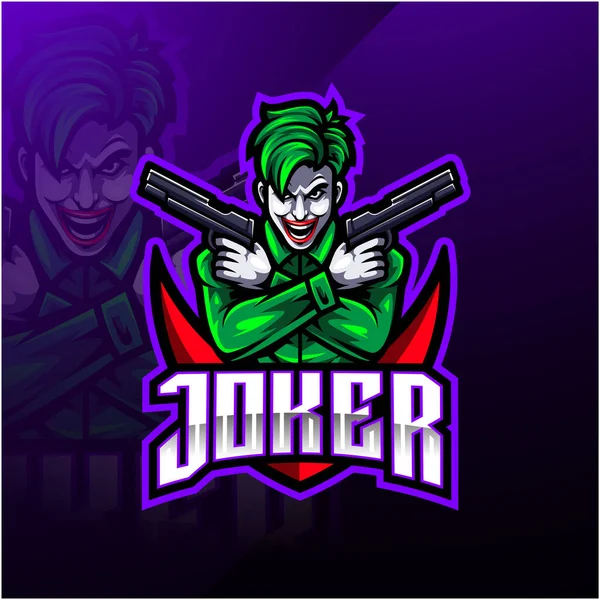Joker Esport Mascote Logotipo Design — Fotografia de Stock
