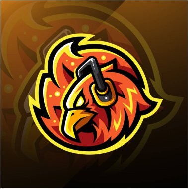 Kulaklıklı Phoenix baş esport logosu