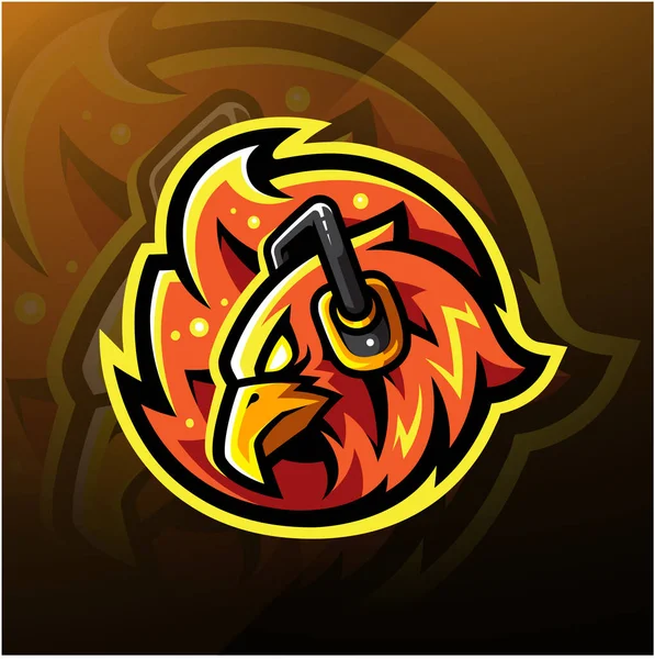 Phoenix Head Esport Logo Mit Kopfhörer — Stockfoto