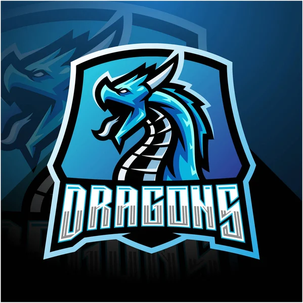 Dragon Esport Maskot Logotyp Med Sköld — Stockfoto
