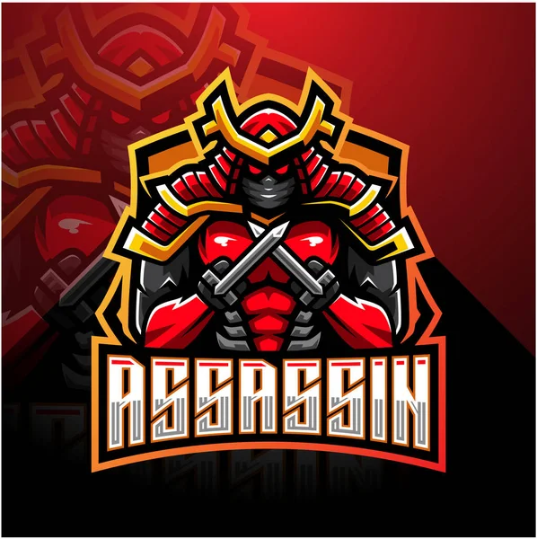 Assassin Esport Maskot Logotyp Design — Stockfoto