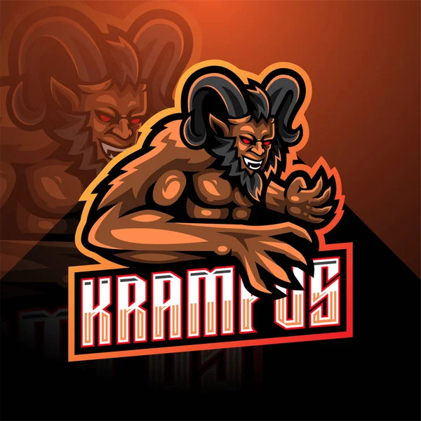 Krampus Esport Maskot Logo Design — Stockfoto