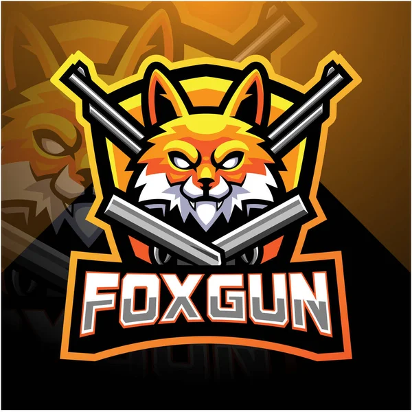 Fox Pistola Esport Disegno Logo Della Mascotte — Foto Stock