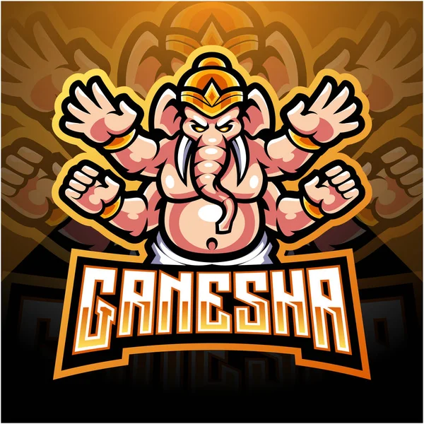 Ganesha Esport Maskot Logo Design — Stock fotografie