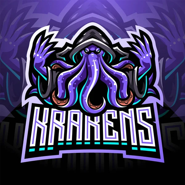 Kraken Krake Esport Maskottchen Logo Design — Stockfoto