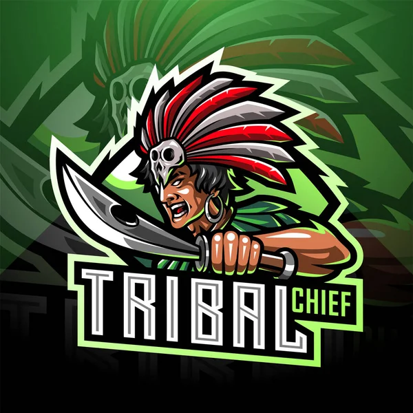 Logotipo Mascota Esport Jefe Tribal —  Fotos de Stock
