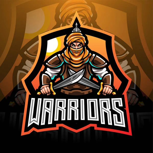 Warriors Eport Maskot Logotyp Design — Stockfoto
