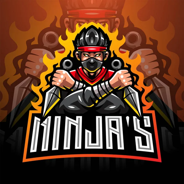 Ninja Esport Maskottchen Logo Design — Stockfoto