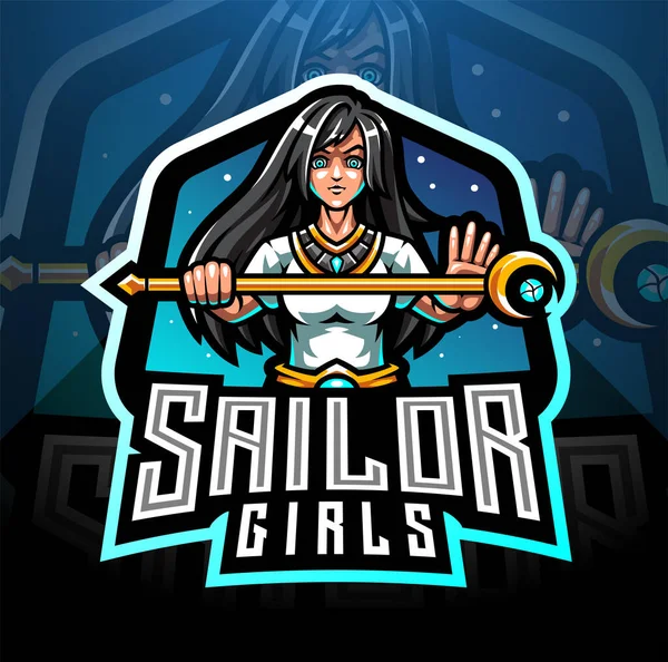 Marinheiro Meninas Esport Mascote Logotipo — Fotografia de Stock
