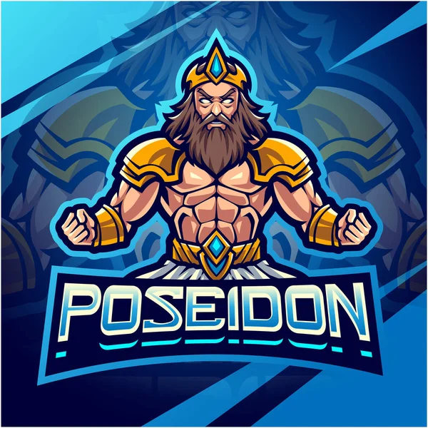 Дизайн Логотипа Талисмана Poseidon Esport — стоковый вектор