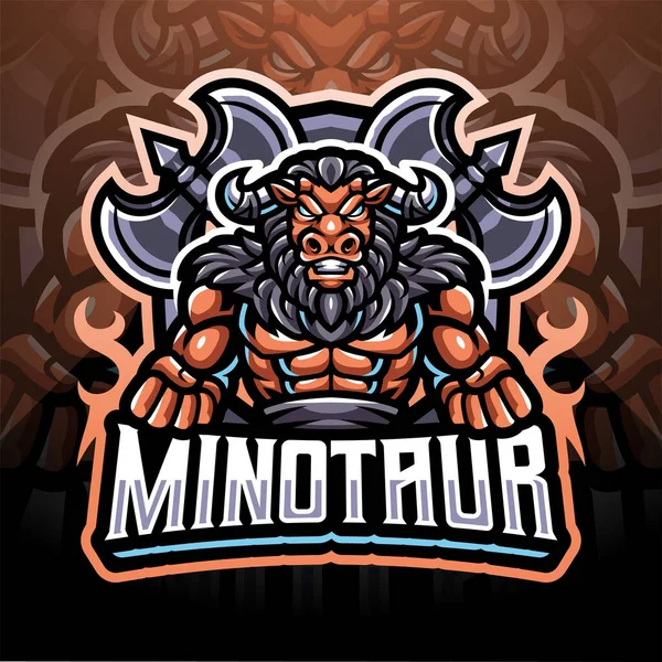 Minotaur Esport Maskot Logotyp Design — Stockfoto