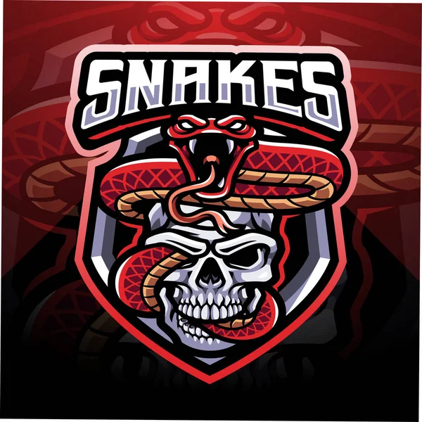 Snake Skull Esport Mascot Logo Design — Stock Photo, Image