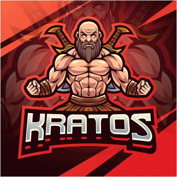 Kratos Esport Maskottchen Logo Design — Stockvektor