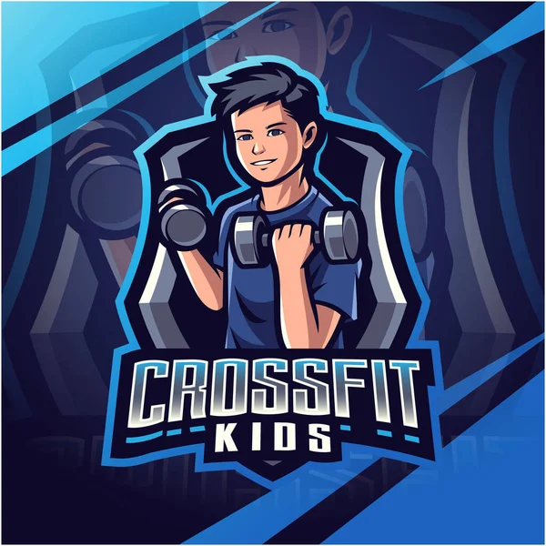 Crossfit Anak Anak Desain Logo Maskot — Stok Foto