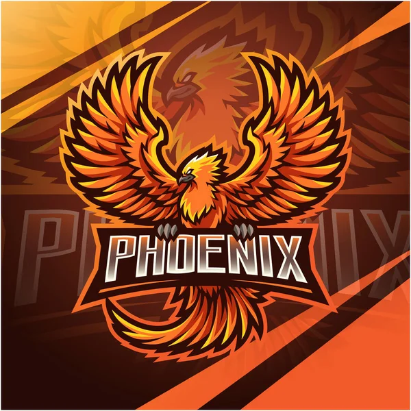 Diseño Del Logotipo Mascota Phoenix Esport — Vector de stock