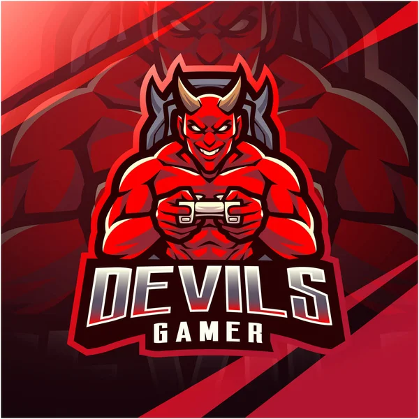 Devils Gamer Esport Maskot Logotyp Design — Stockfoto