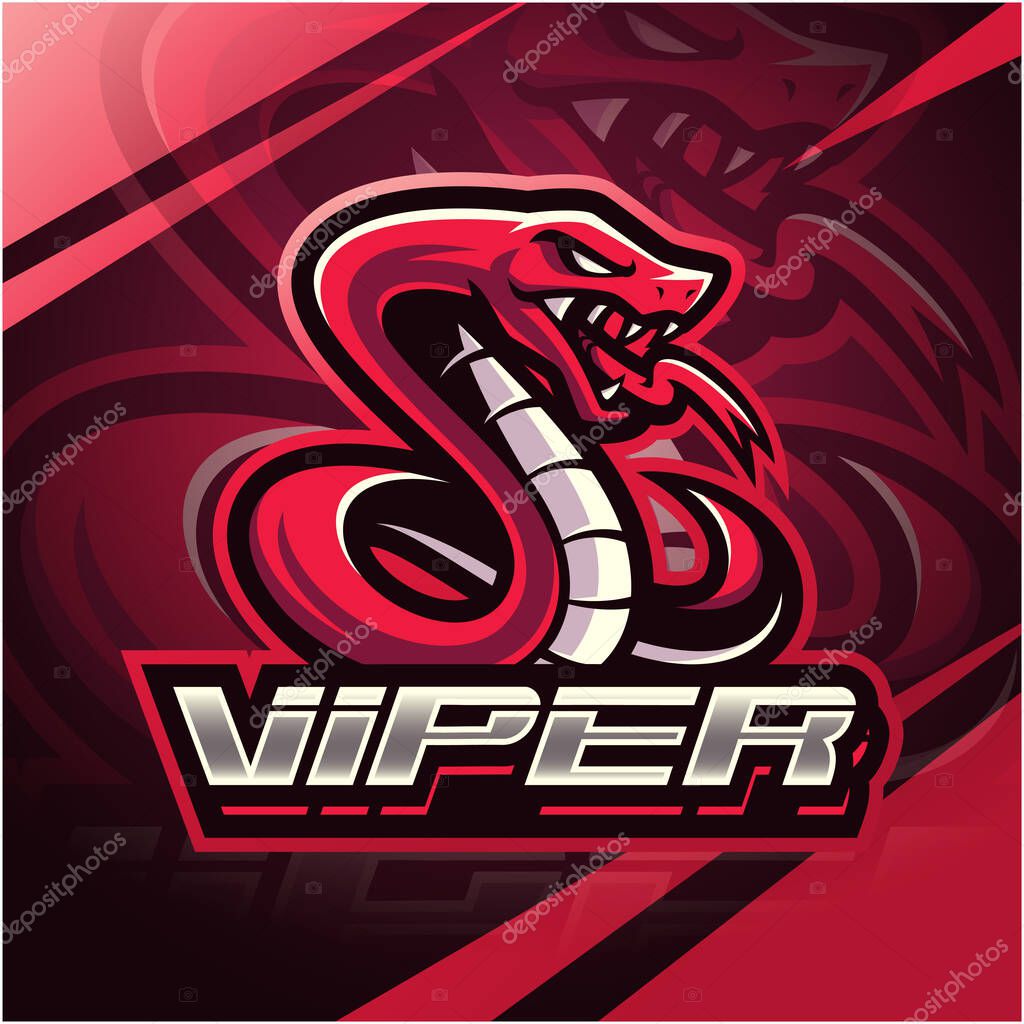 Red viper snake mascot logo design