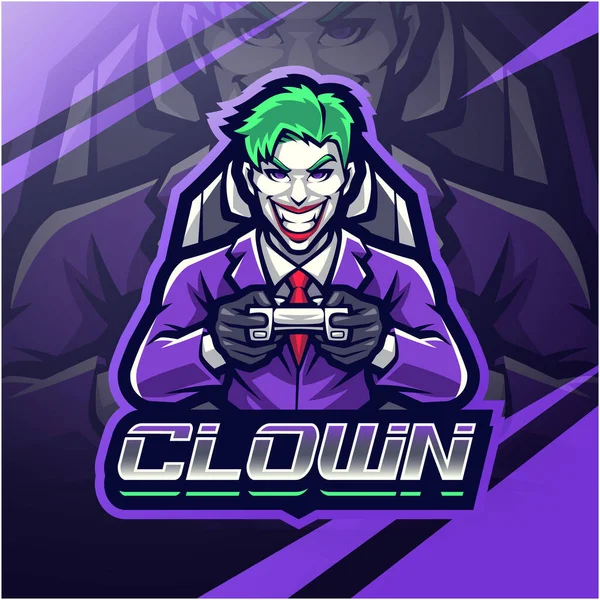Clown Gamer Esport Mascot Logo Design — Stock Photo, Image