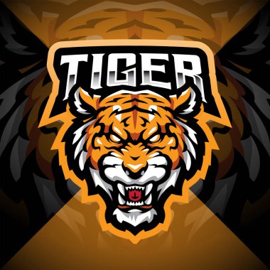 Tiger head esport mascot logo design clipart