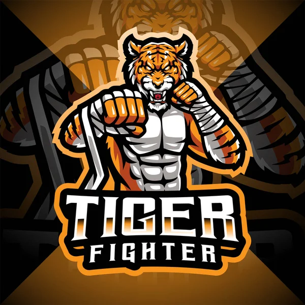Tiger fighter esport mascot logo design