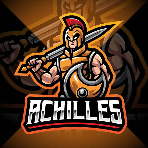Achilles Greek Mascot Esport Logo Design — Stok fotoğraf