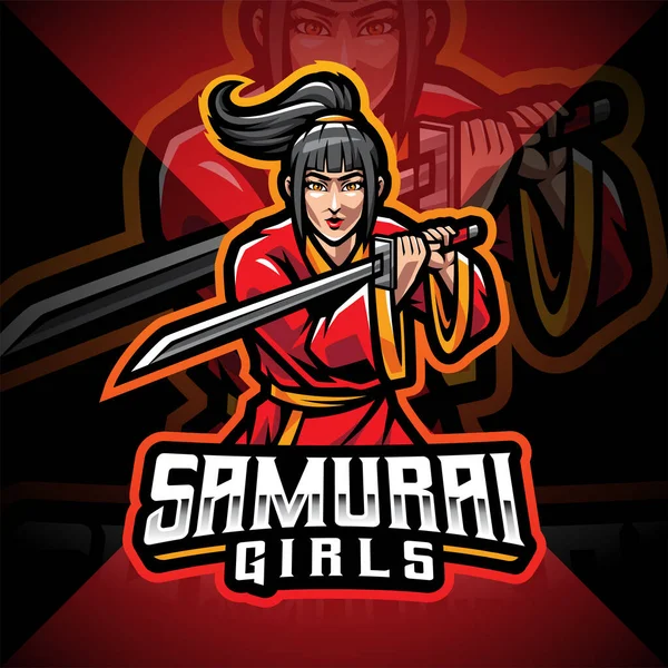 Samurai Girls Esport Mascot Logo Design — 스톡 사진
