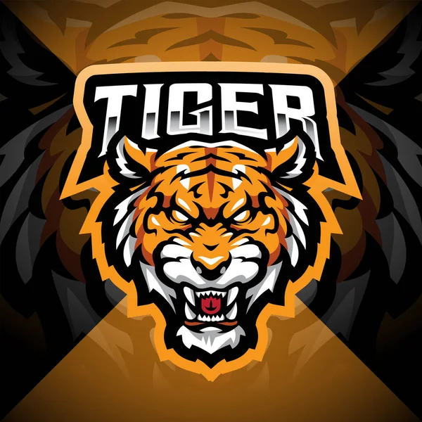 Tiger Κεφάλι Esport Σχεδιασμό Λογότυπο Μασκότ — Φωτογραφία Αρχείου