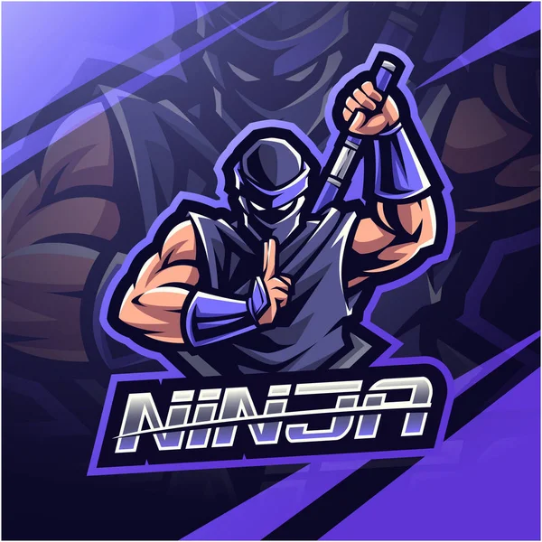 stock vector Ninja esport mascot logo design