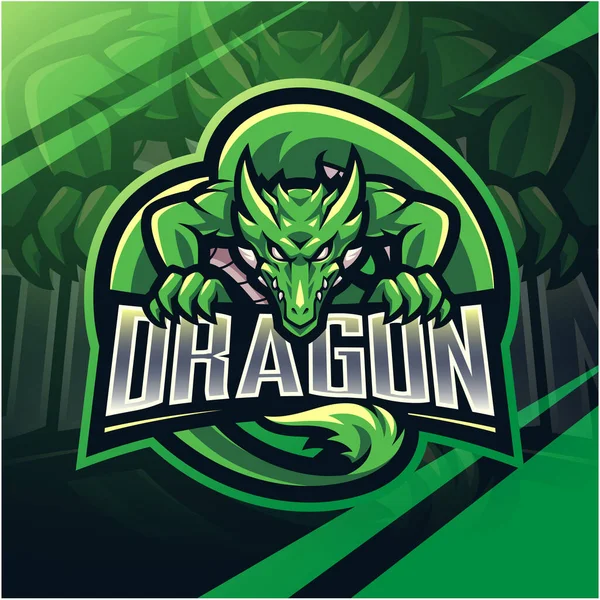 Conception Logo Mascotte Dragon Esport — Image vectorielle
