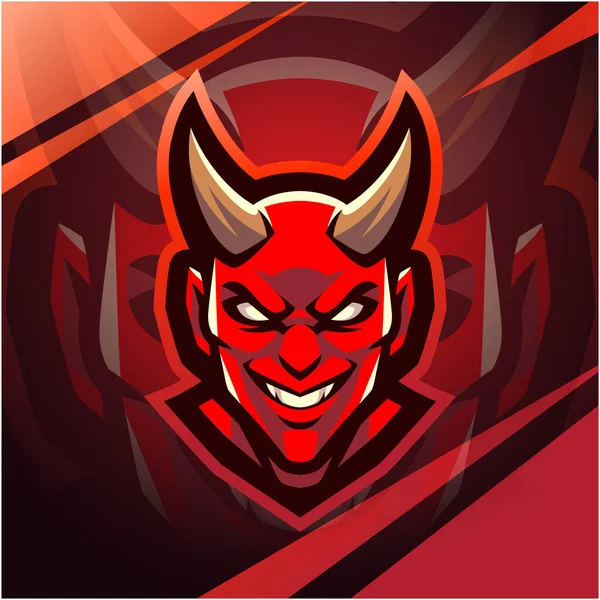Devil Head Esport Maskottchen Logo Design — Stockfoto