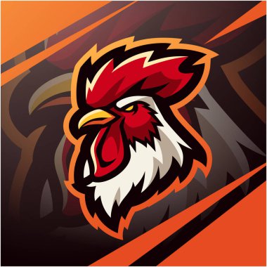 Rooster baş esport maskot logosu tasarımı