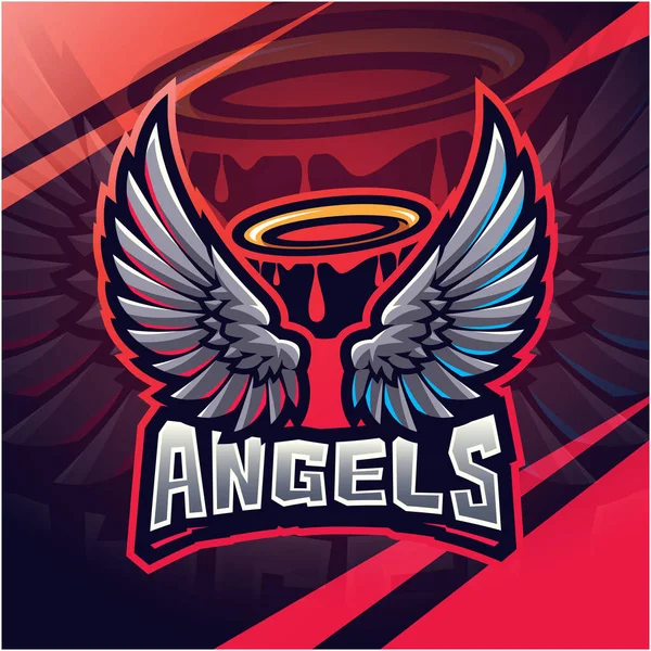 Angel Wings Esport Mascot Logo Design — Stock Photo, Image