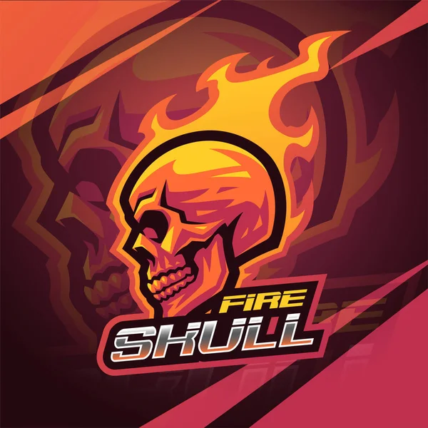 Fire Skull Mascot Logo Design — Stock Photo, Image